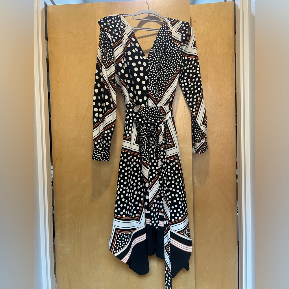 Karl Lagerfield Paris Scarf Print Crepe Midi Day Dress